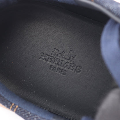 アンヴォル スニーカー デニム スエード インディゴブルー ライトブラウン エルメス シューズ HERMES
