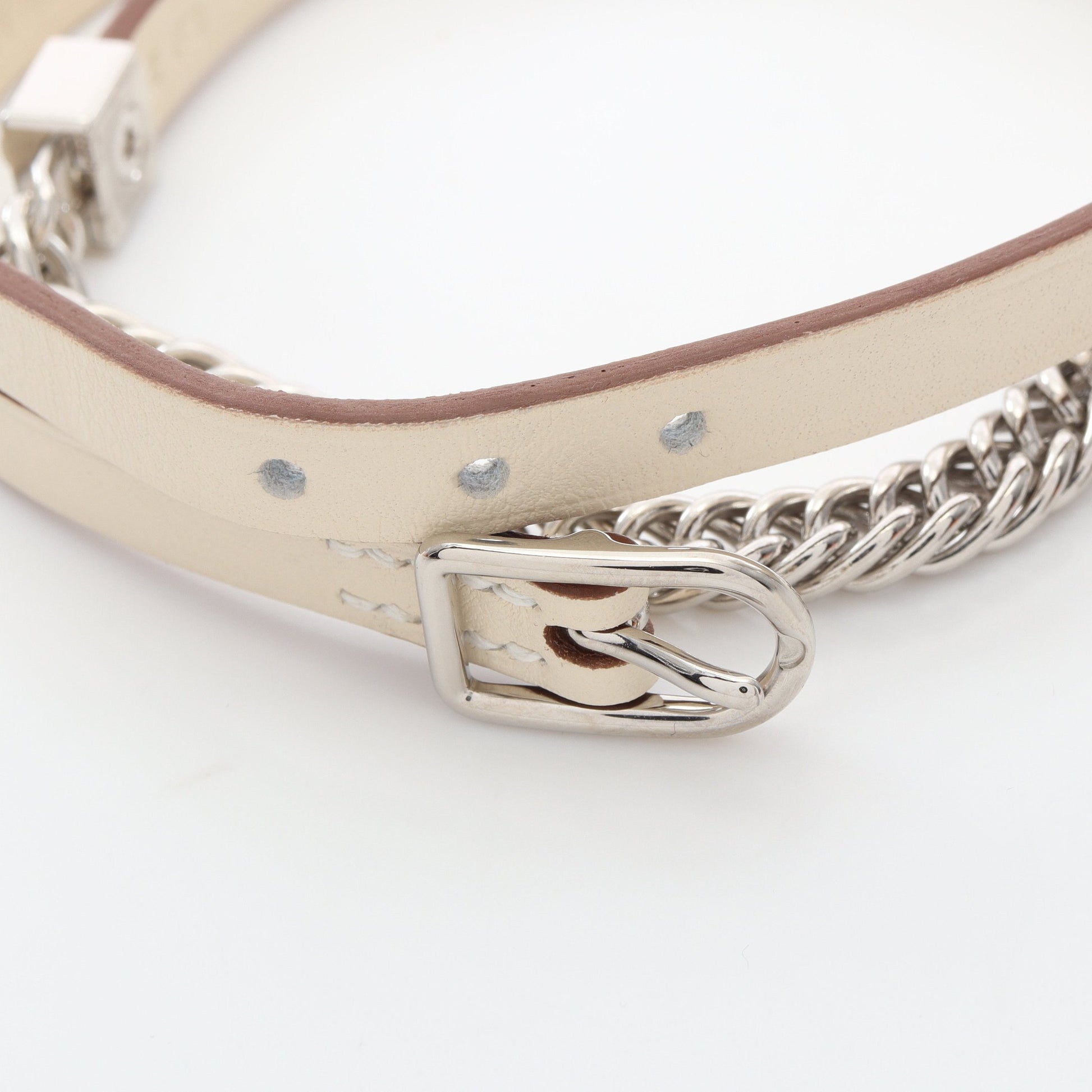 グルメット エスケトル トリプルトゥール Z刻印 ブレスレット レザー シルバー アイボリー エルメス アクセサリー HERMES