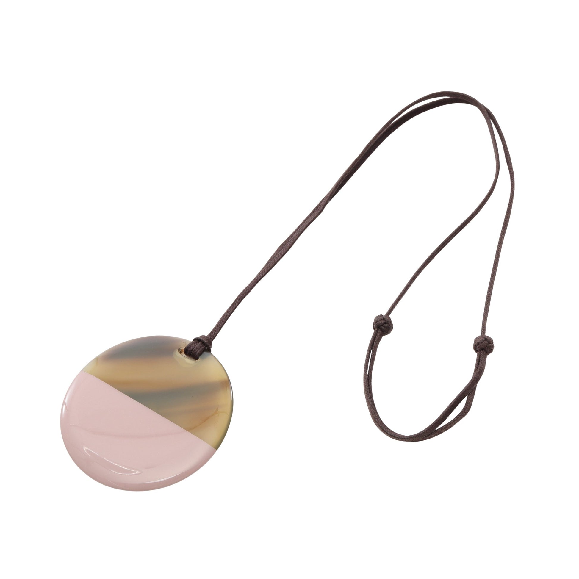 ミニマルシティ ペンダント ネックレス レザー バッファローホーン ピンク ブラウン エルメス アクセサリー HERMES