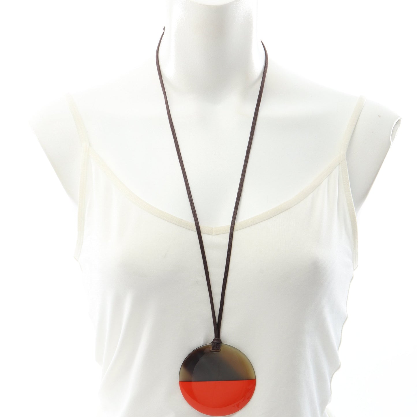 ミニマルシティ ペンダント ネックレス レザー バッファローホーン オレンジブラウン ブラウン エルメス アクセサリー HERMES