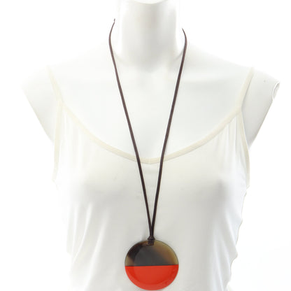 ミニマルシティ ペンダント ネックレス レザー バッファローホーン オレンジブラウン ブラウン エルメス アクセサリー HERMES