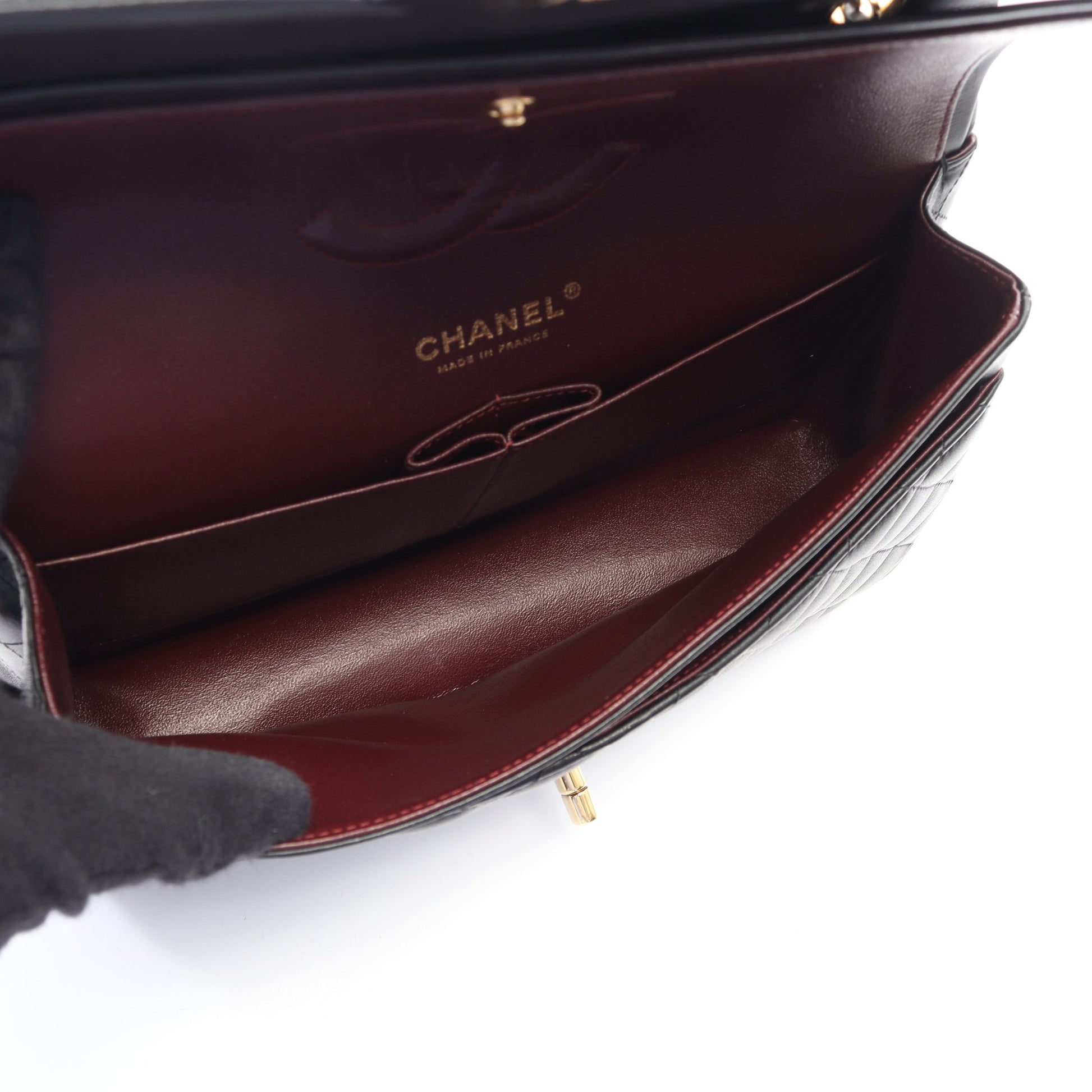 マトラッセ Wフラップ Wチェーンショルダーバッグ ラムスキン ブラック ゴールド金具 シャネル バッグ CHANEL