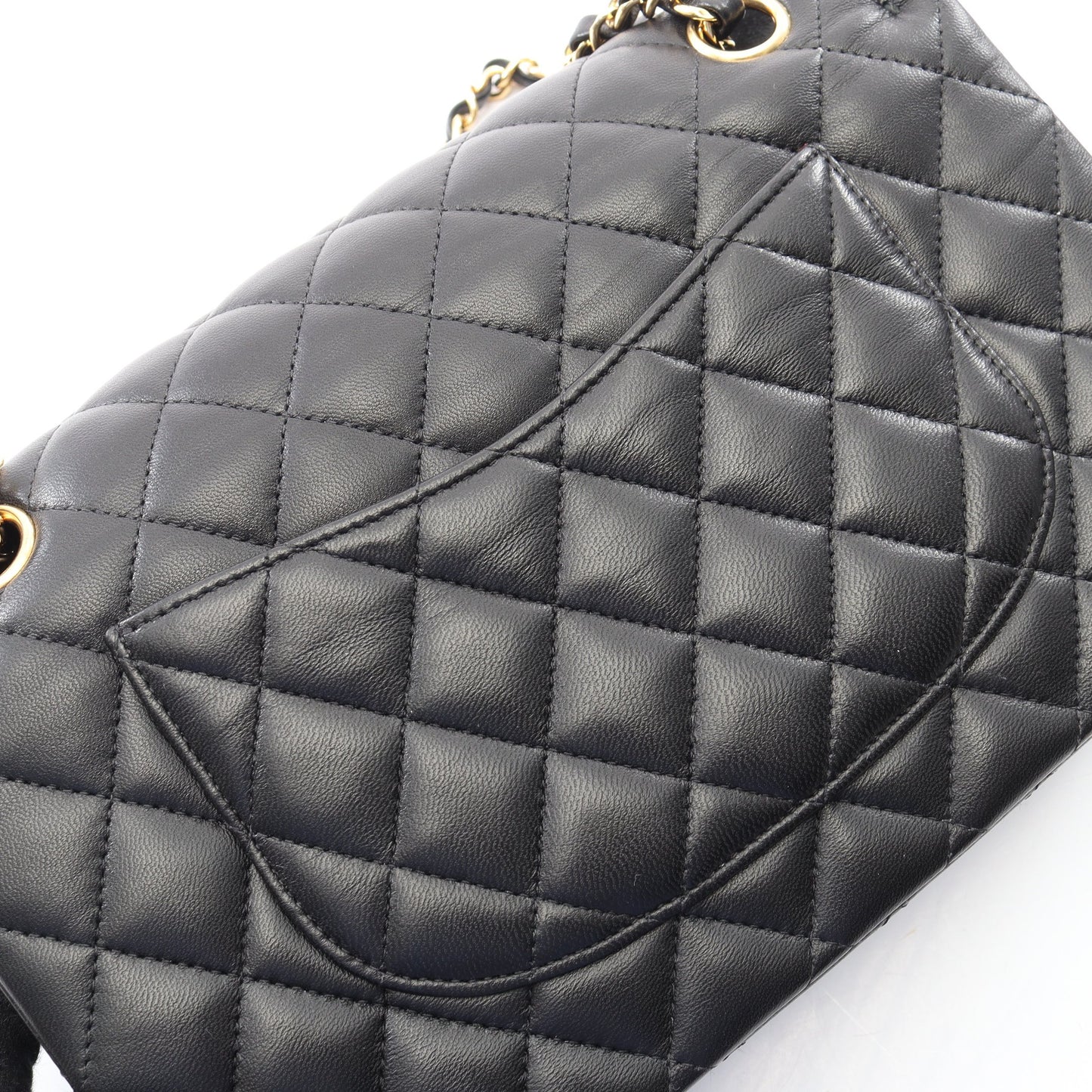 マトラッセ Wフラップ Wチェーンショルダーバッグ ラムスキン ブラック ゴールド金具 シャネル バッグ CHANEL