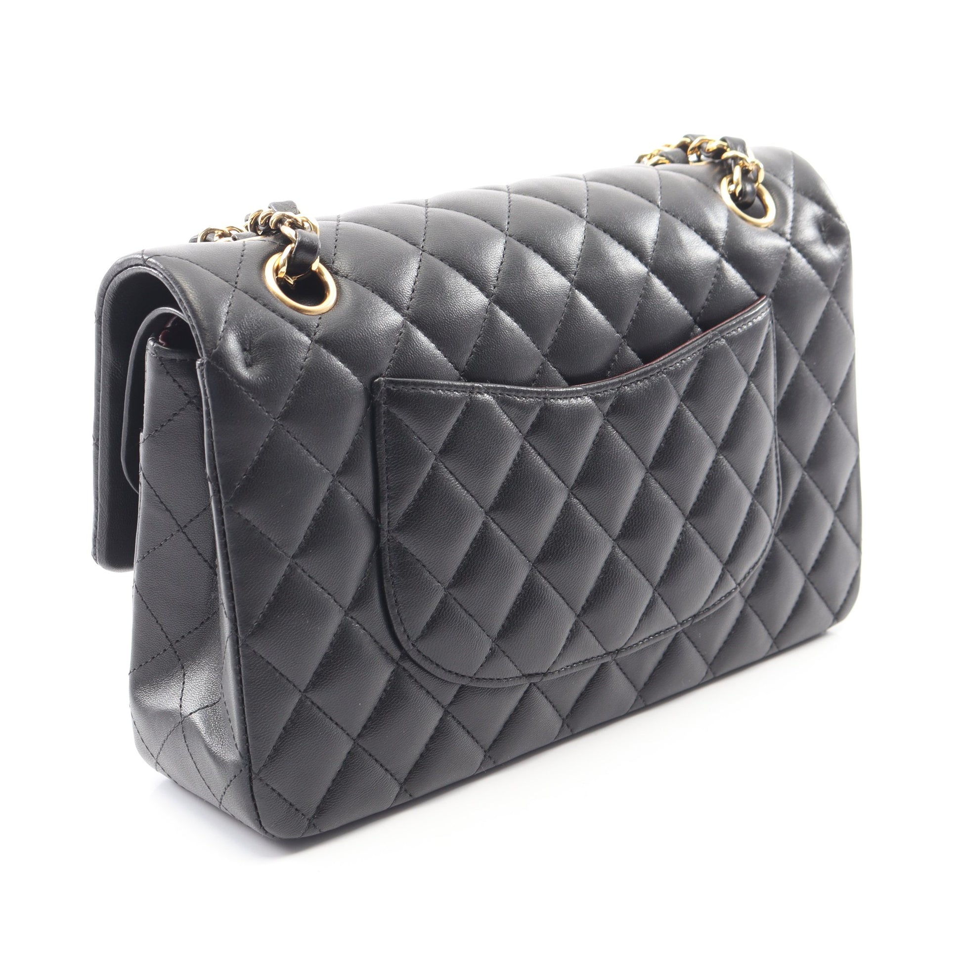 マトラッセ Wフラップ Wチェーンショルダーバッグ ラムスキン ブラック ゴールド金具 シャネル バッグ CHANEL