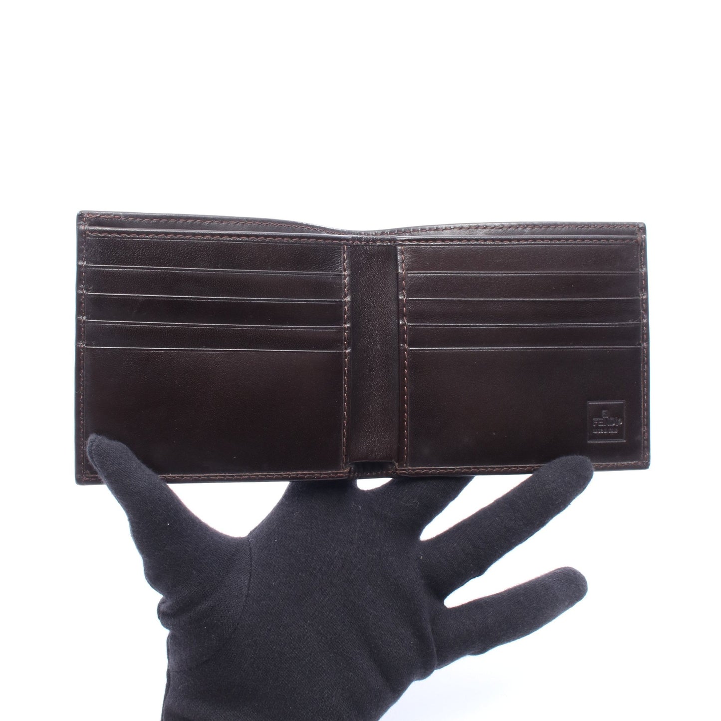 ズッカ 二つ折り財布 キャンバス レザー ブラウン ダークブラウン フェンディ 財布・小物 FENDI