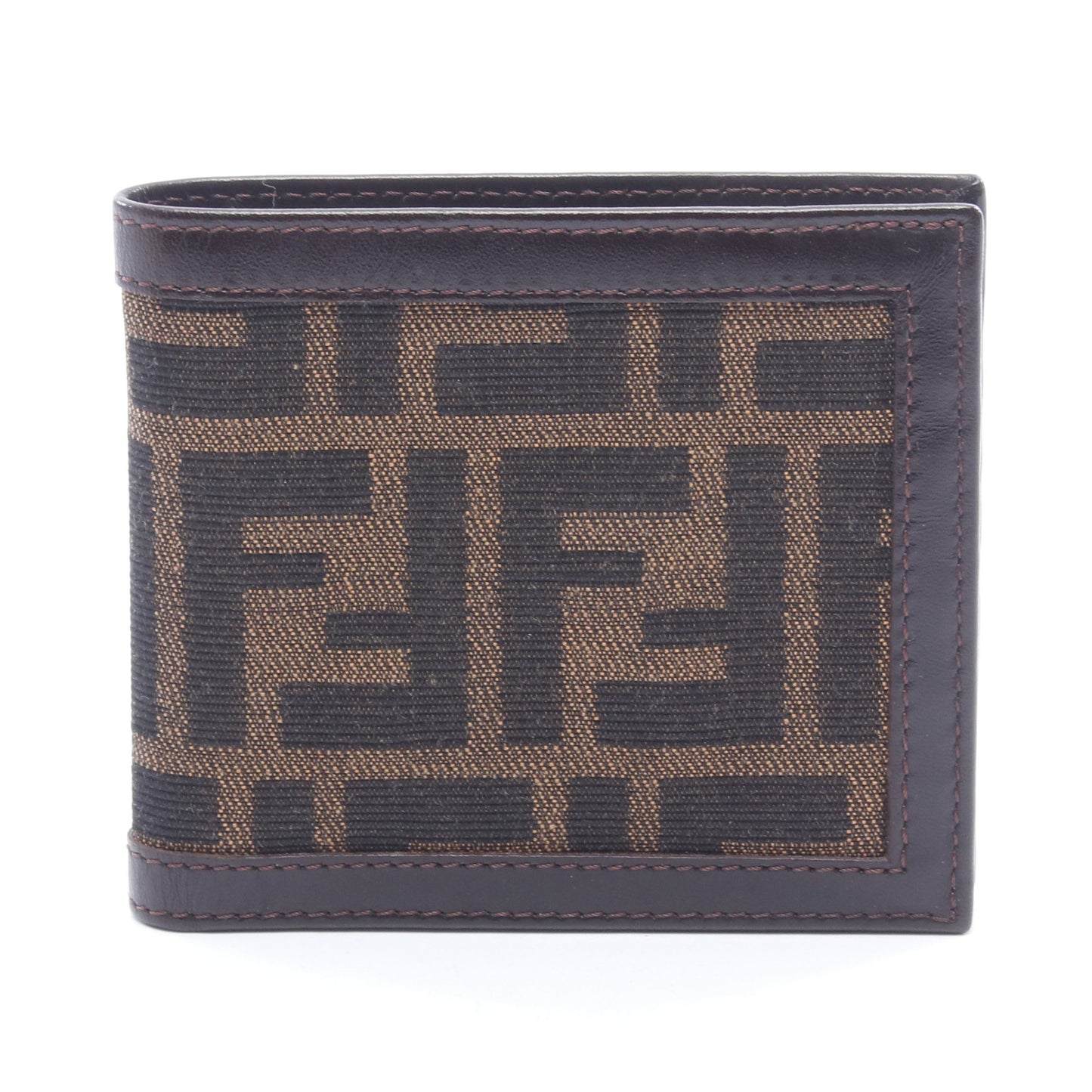 ズッカ 二つ折り財布 キャンバス レザー ブラウン ダークブラウン フェンディ 財布・小物 FENDI