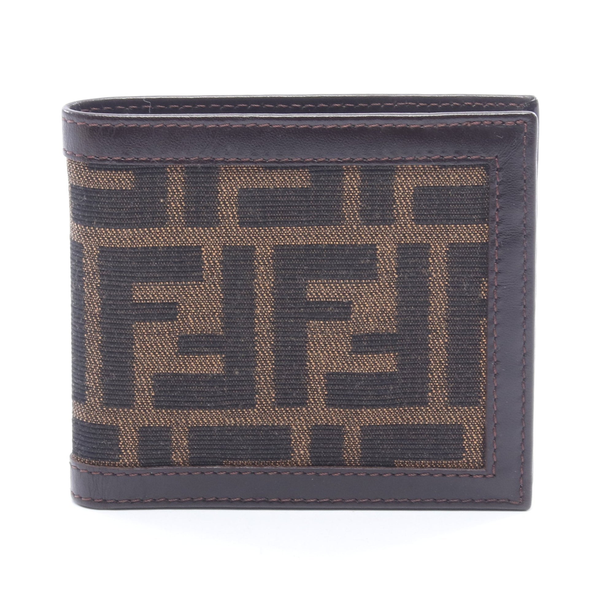 ズッカ 二つ折り財布 キャンバス レザー ブラウン ダークブラウン フェンディ 財布・小物 FENDI