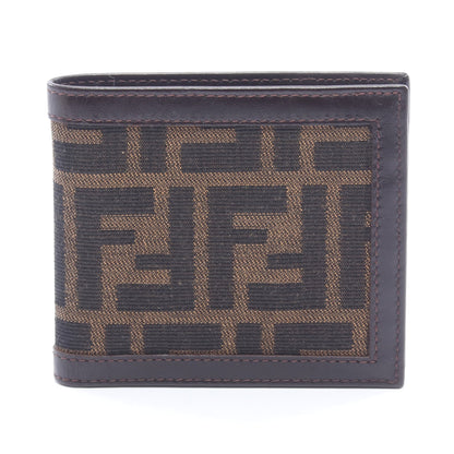 ズッカ 二つ折り財布 キャンバス レザー ブラウン ダークブラウン フェンディ 財布・小物 FENDI