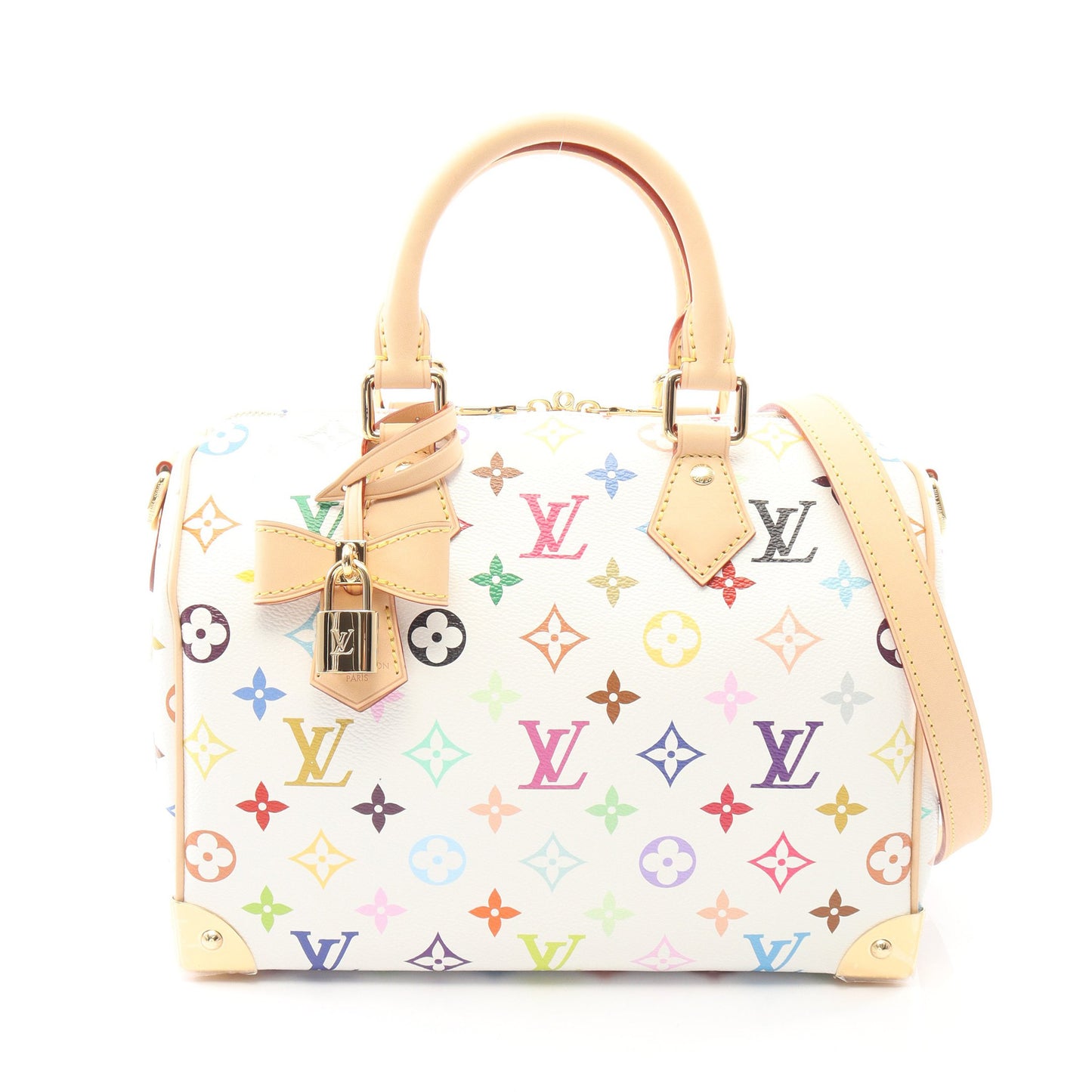 LV × TM スピーディバンドリエール 25 モノグラムマルチカラー 2WAY ハンドバッグ PVC レザー ホワイト ルイヴィトン バッグ LOUIS VUITTON