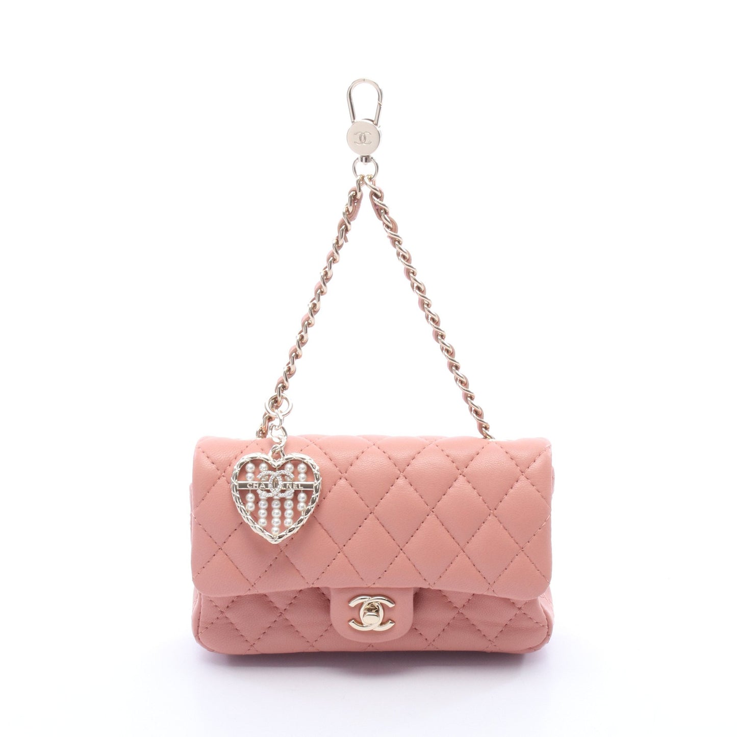 マトラッセ クラシック ミニバッグ バッグチャーム レザー ピンク ゴールド金具 シャネル 財布・小物 CHANEL