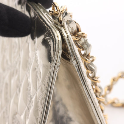 アイコンライン チェーンショルダーバッグ エナメルレザー レザー シルバー ゴールド金具 シャネル バッグ CHANEL