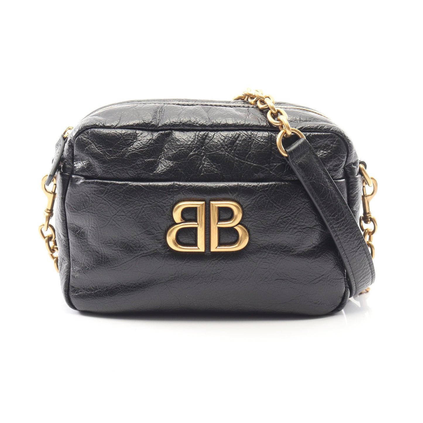 MONACO XS カメラバッグ チェーンショルダーバッグ レザー ブラック バレンシアガ バッグ BALENCIAGA