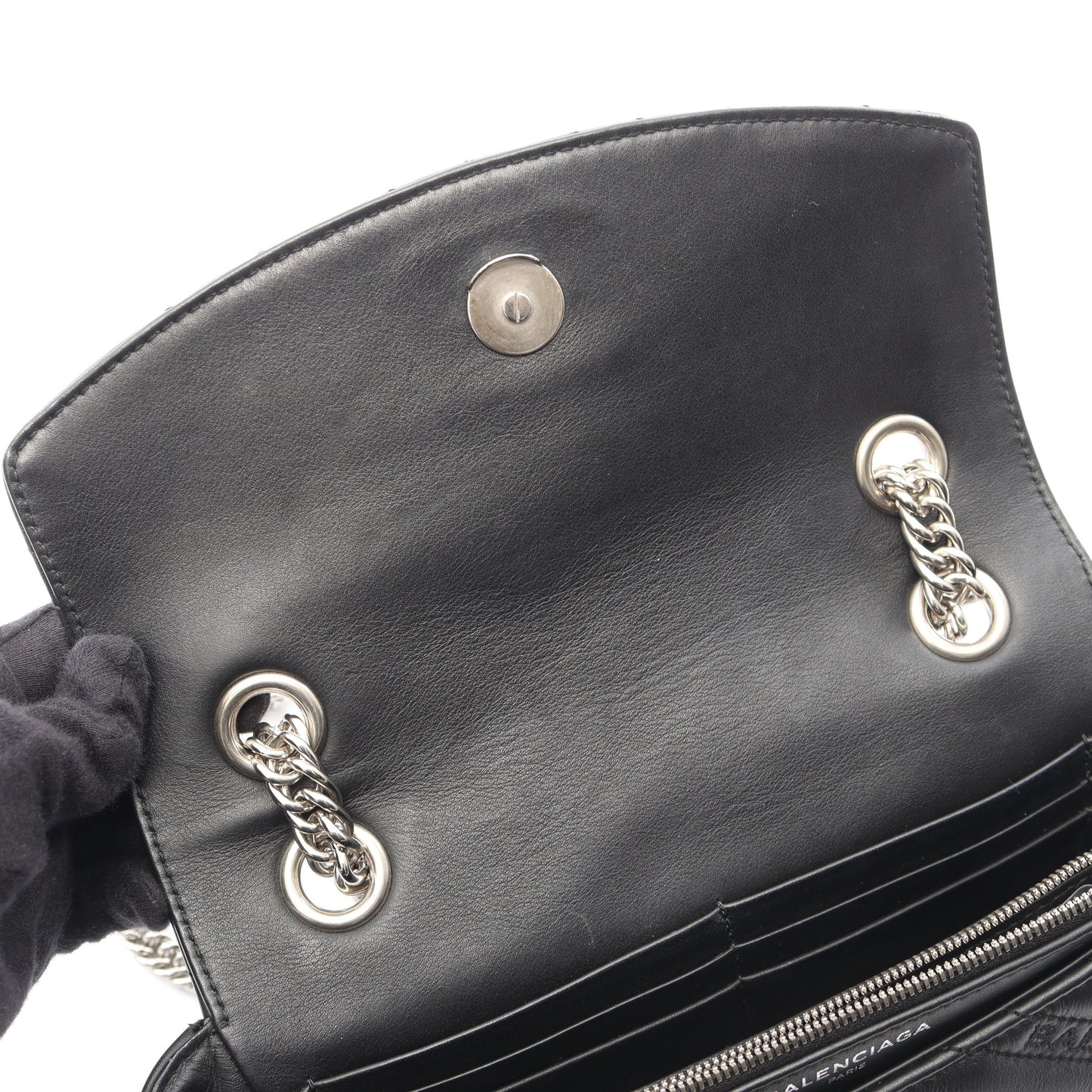 BBロゴ チェーンショルダーバッグ レザー ブラック バレンシアガ バッグ BALENCIAGA