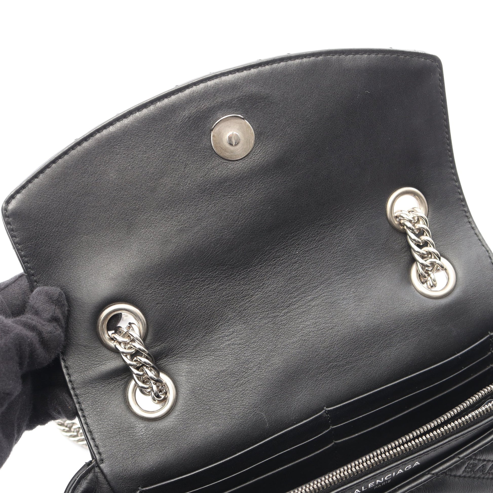 BBロゴ チェーンショルダーバッグ レザー ブラック バレンシアガ バッグ BALENCIAGA