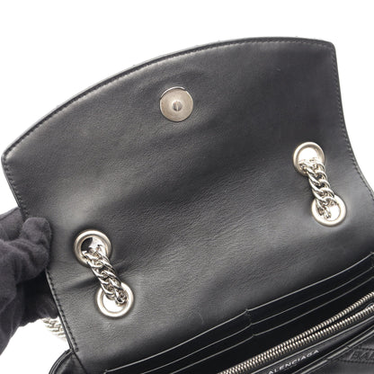 BBロゴ チェーンショルダーバッグ レザー ブラック バレンシアガ バッグ BALENCIAGA