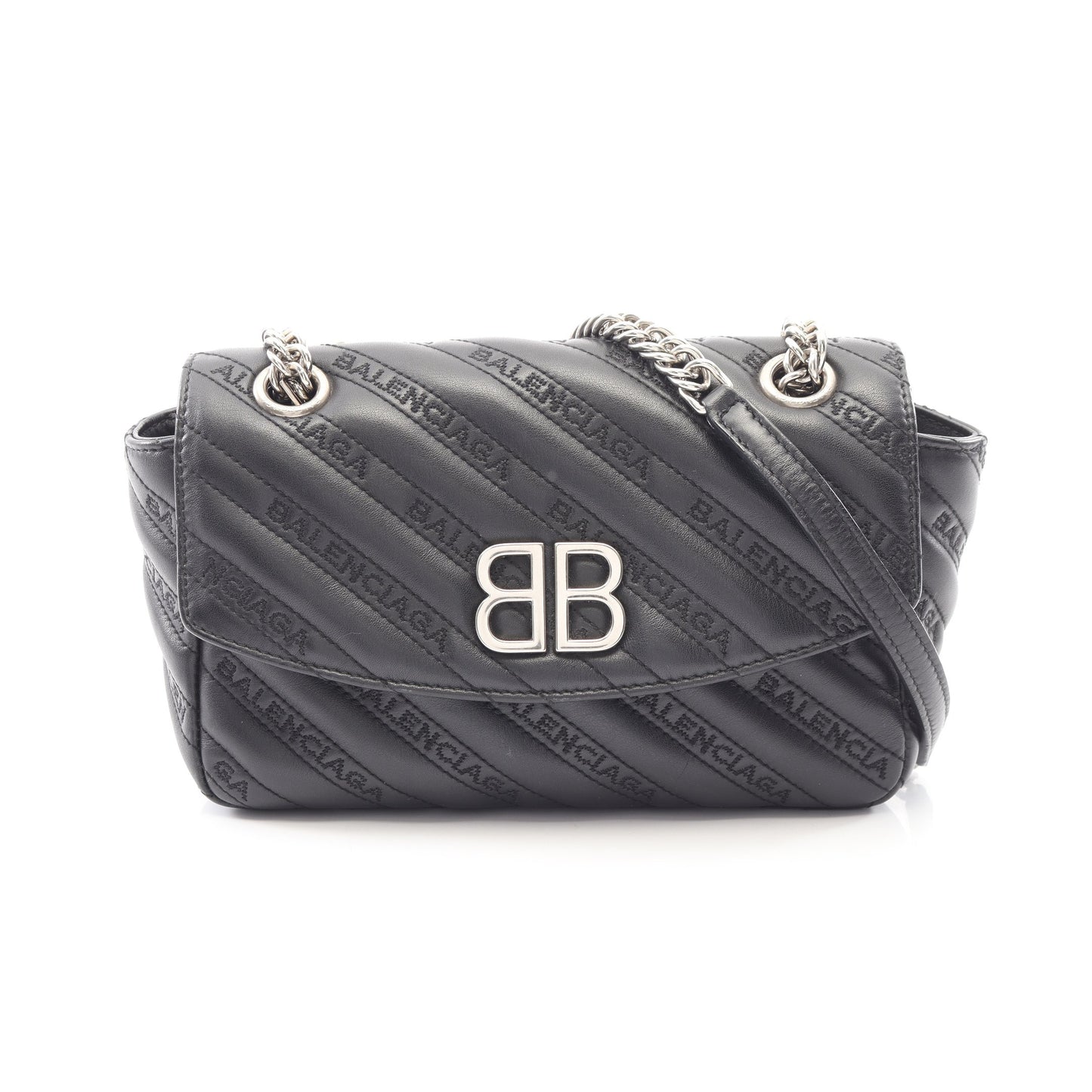 BBロゴ チェーンショルダーバッグ レザー ブラック バレンシアガ バッグ BALENCIAGA