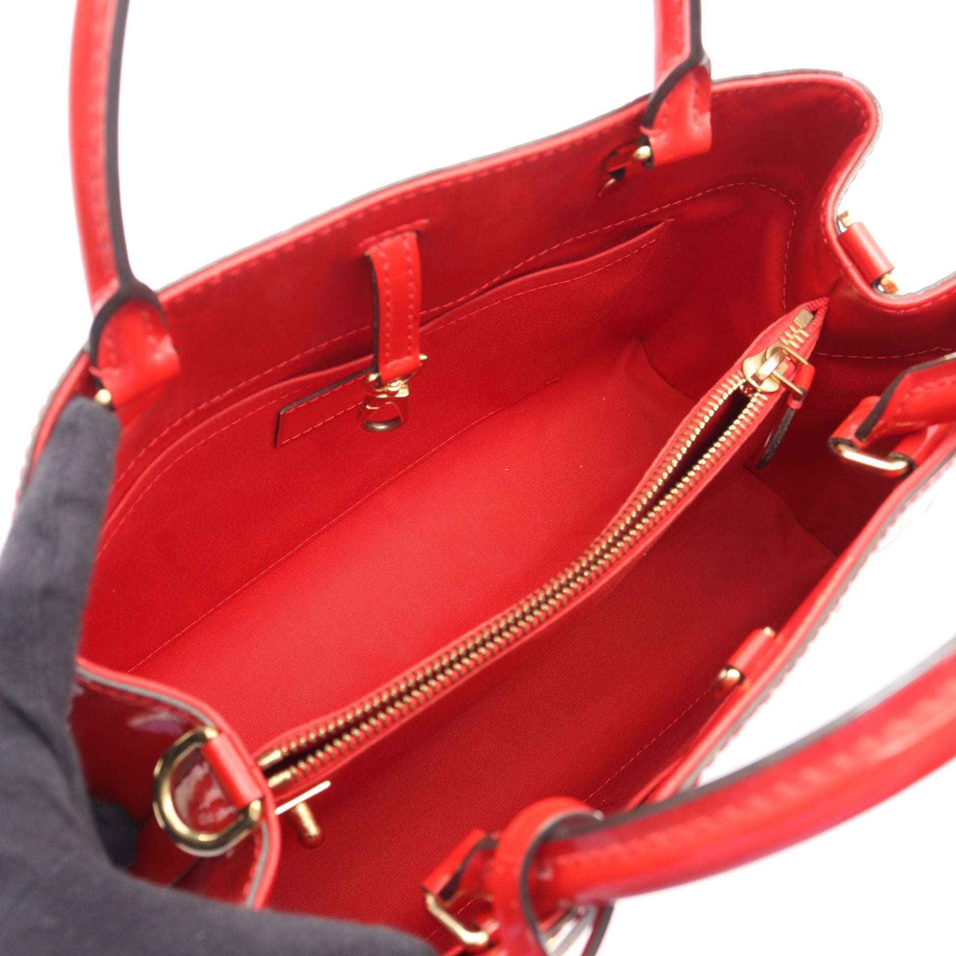 モンテーニュMM モノグラムヴェルニ スリーズ 2WAY ハンドバッグ レザー レッド ルイヴィトン バッグ LOUIS VUITTON