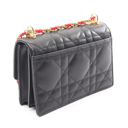 MISS CARO ミニバッグ マクロカナージュ チェーンショルダーバッグ レザー ブラック クリスチャンディオール バッグ Christian Dior