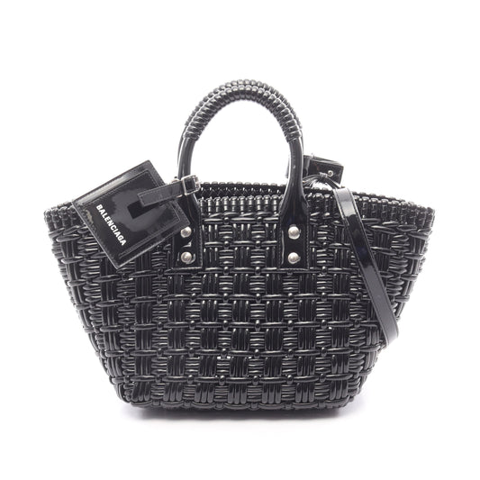 BISTRO XS ビストロ バスケットバッグ 2WAY ハンドバッグ トートバッグ エナメル ブラック バレンシアガ バッグ BALENCIAGA
