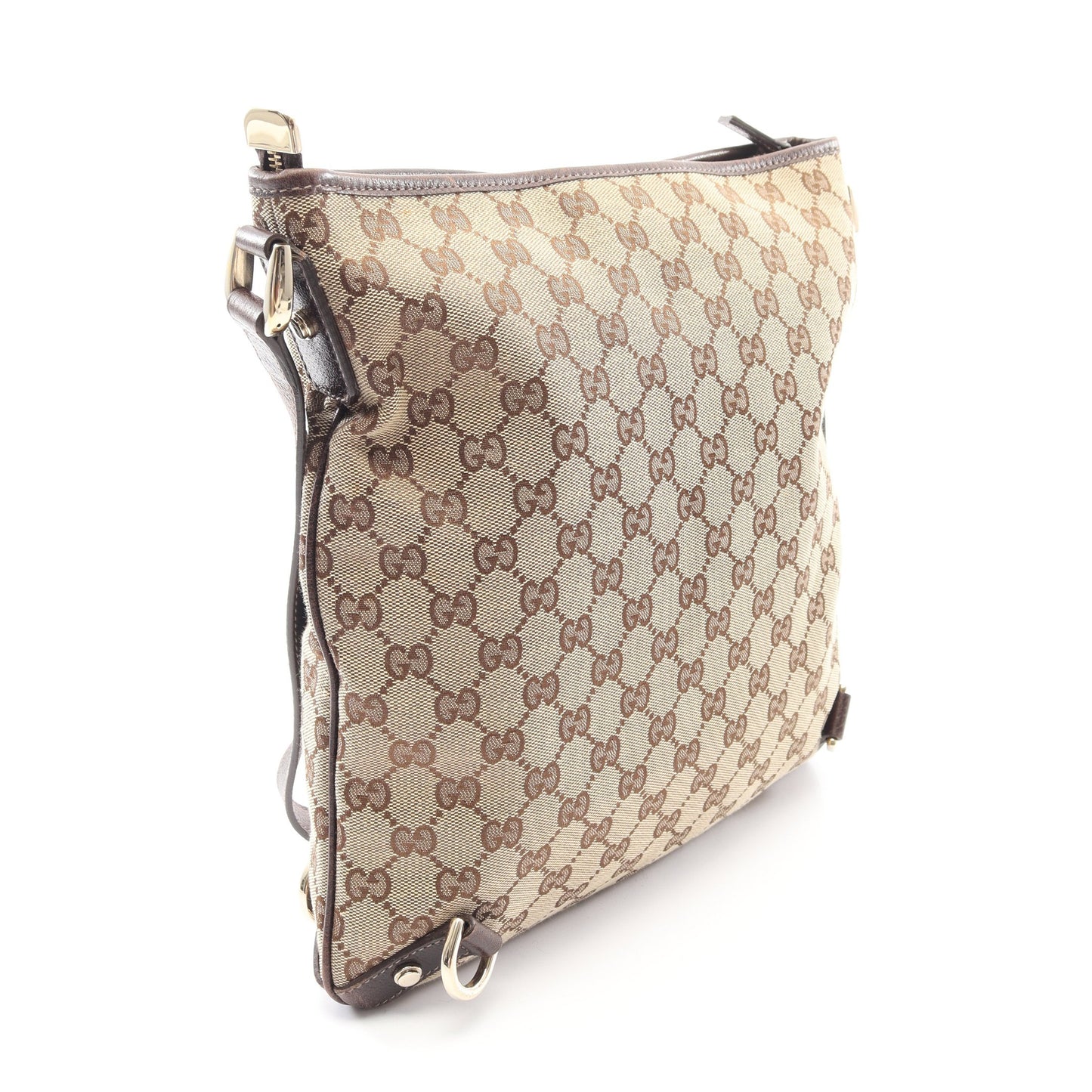 アビー GGキャンバス ショルダーバッグ キャンバス レザー ベージュ ダークブラウン グッチ バッグ GUCCI