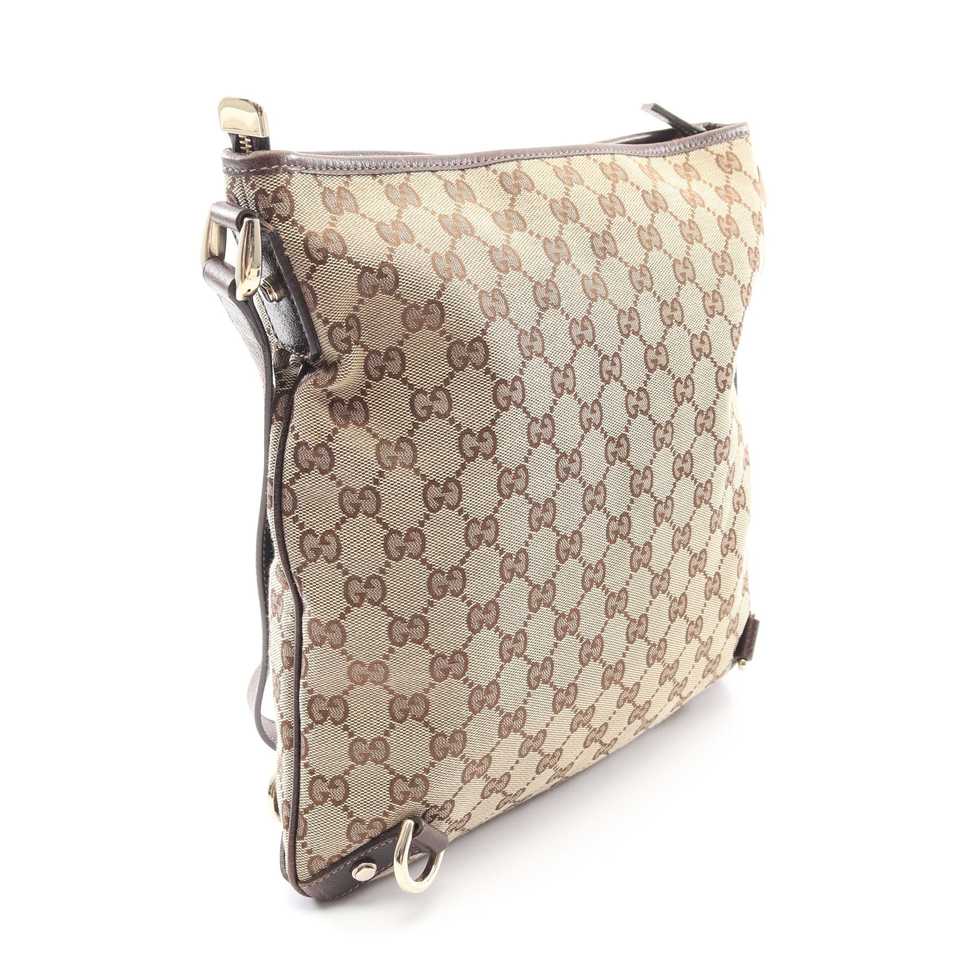 アビー GGキャンバス ショルダーバッグ キャンバス レザー ベージュ ダークブラウン グッチ バッグ GUCCI