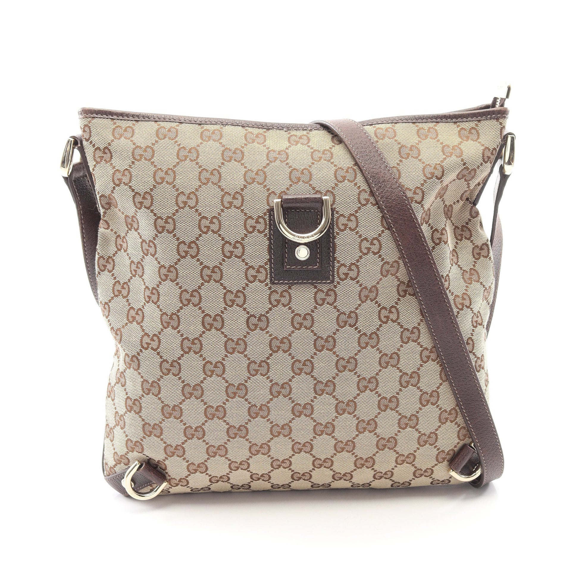 アビー GGキャンバス ショルダーバッグ キャンバス レザー ベージュ ダークブラウン グッチ バッグ GUCCI