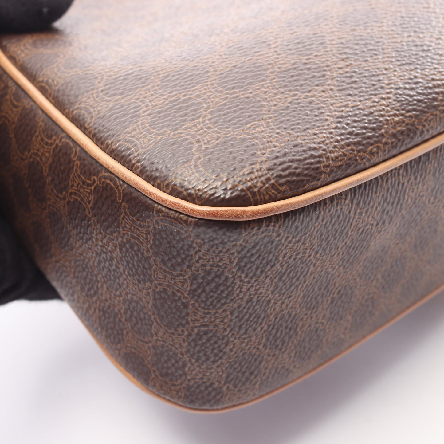 マカダム ショルダーバッグ PVC レザー ダークブラウン ベージュ セリーヌ バッグ CELINE