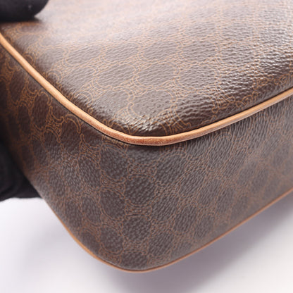 マカダム ショルダーバッグ PVC レザー ダークブラウン ベージュ セリーヌ バッグ CELINE