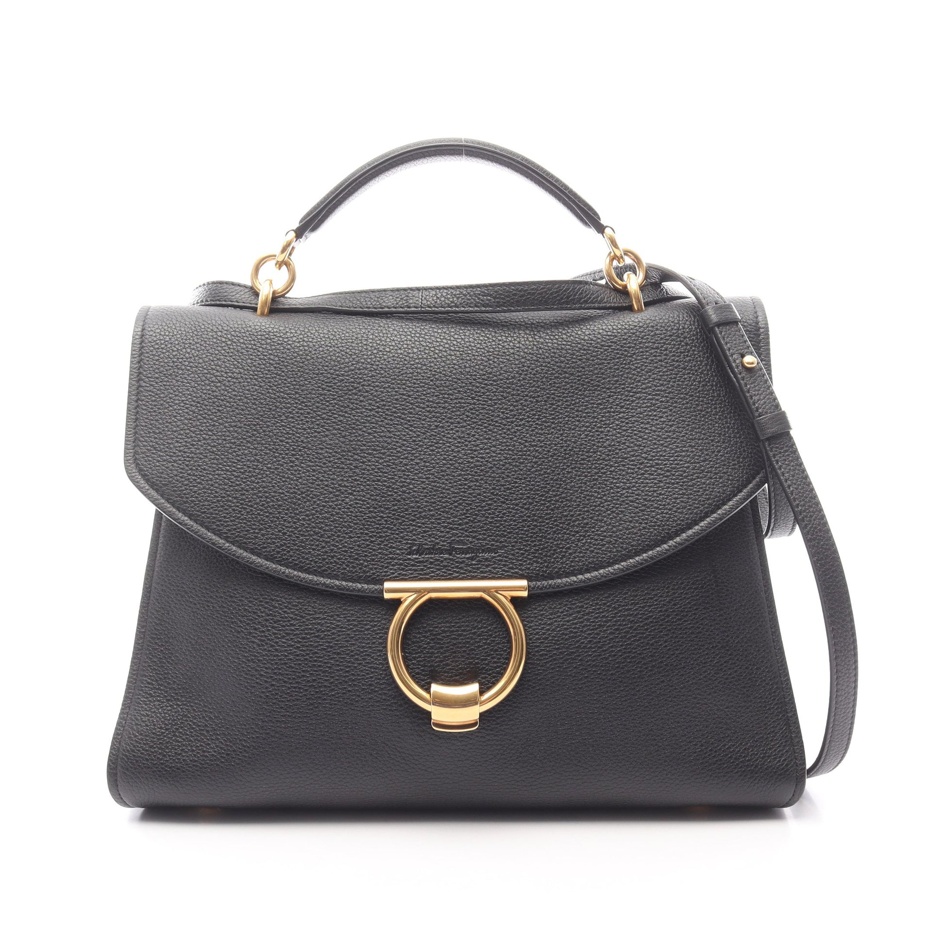 マーゴット ガンチーニ 2WAY ハンドバッグ レザー ブラック サルヴァトーレフェラガモ バッグ Salvatore Ferragamo