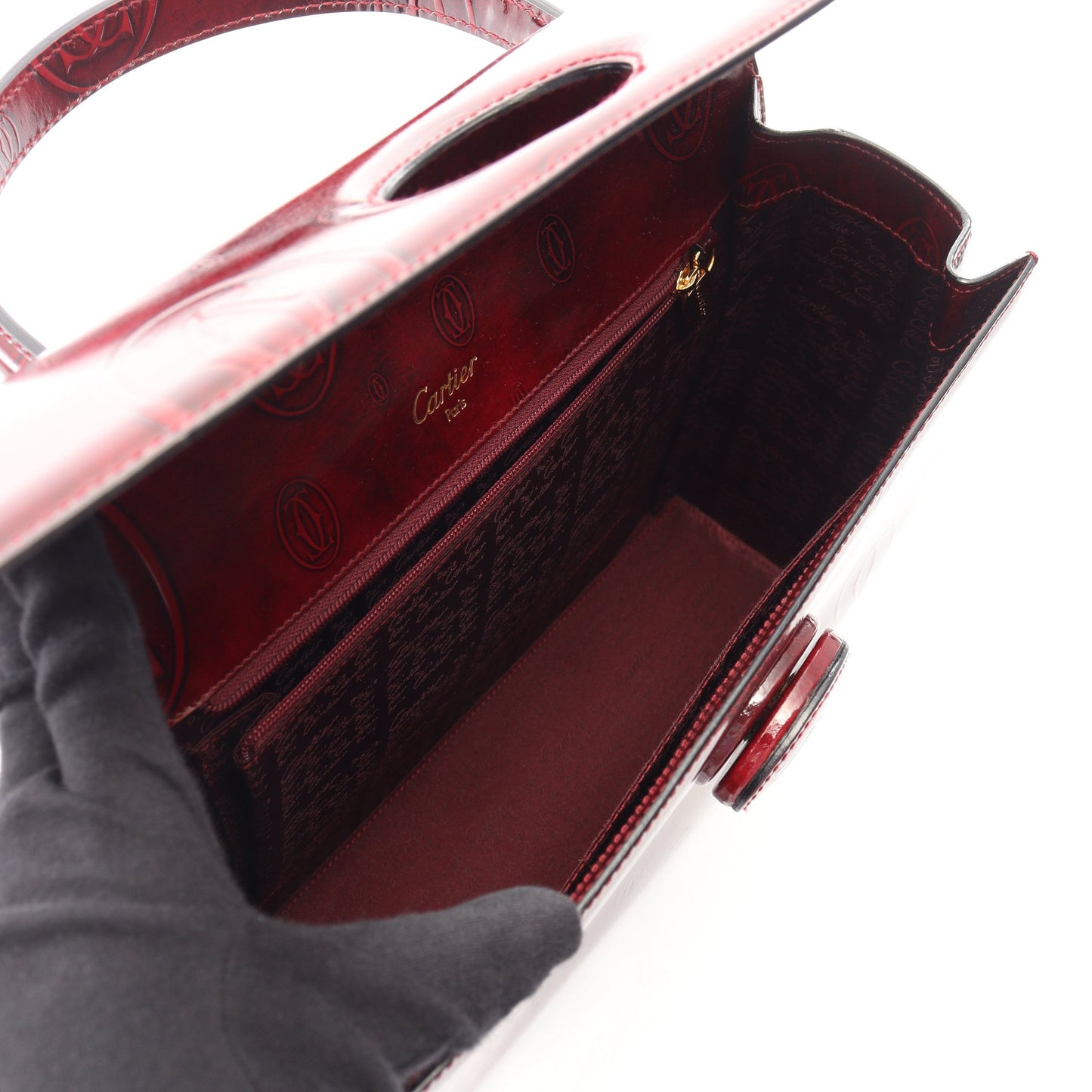 ハッピーバースデー ハンドバッグ レザー ボルドー カルティエ バッグ Cartier