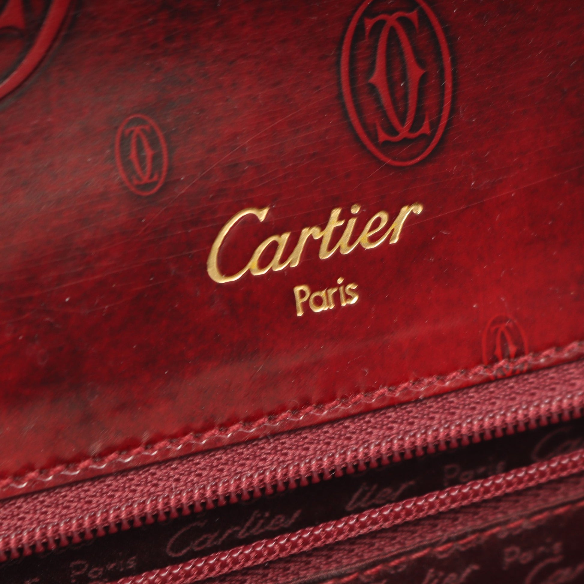 ハッピーバースデー ハンドバッグ レザー ボルドー カルティエ バッグ Cartier