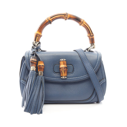 ニューバンブー 2WAY ハンドバッグ レザー ブルー グッチ バッグ GUCCI