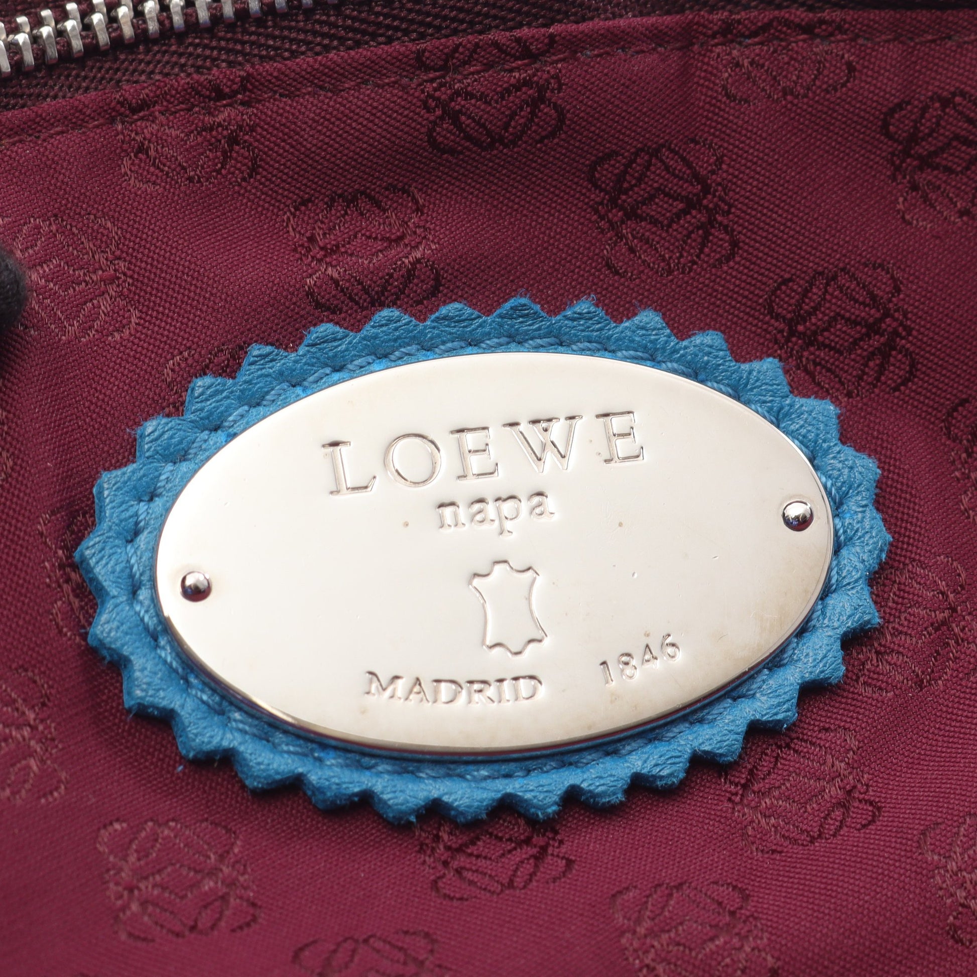 ナッパアイレ ハンドバッグ レザー ブルー ロエベ バッグ LOEWE