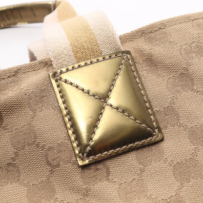 GGキャンバス ショルダーバッグ トートバッグ キャンバス エナメルレザー ベージュ ゴールド グッチ バッグ GUCCI