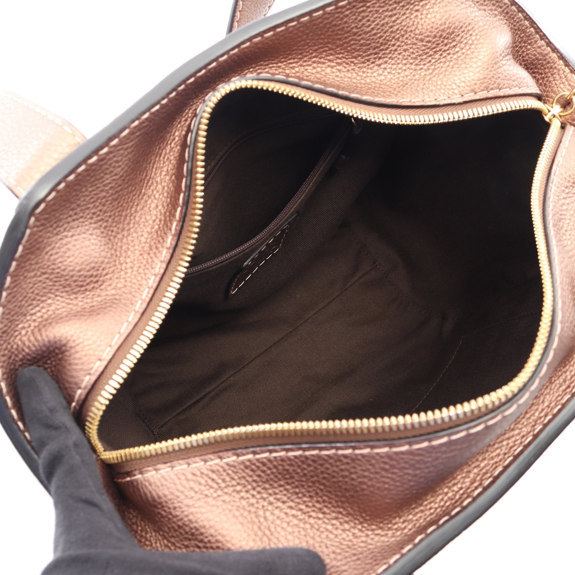 ニューロードライン アナグラム ハンドバッグ キャンバス レザー ベージュ ブラウン ロエベ バッグ LOEWE