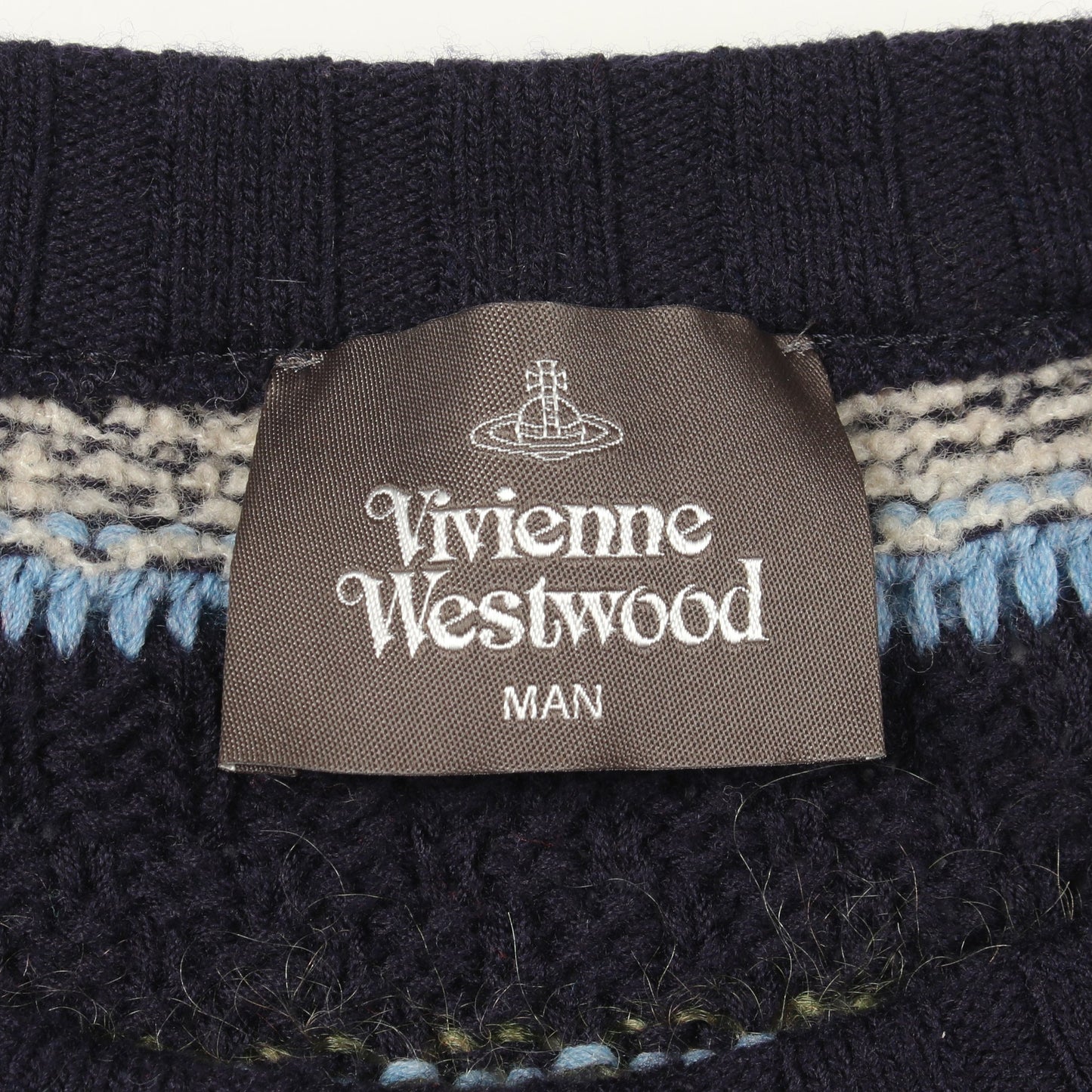 クルーネック ニット ウール ネイビー マルチカラー ヴィヴィアンウエストウッドマン トップス Vivienne Westwood MAN