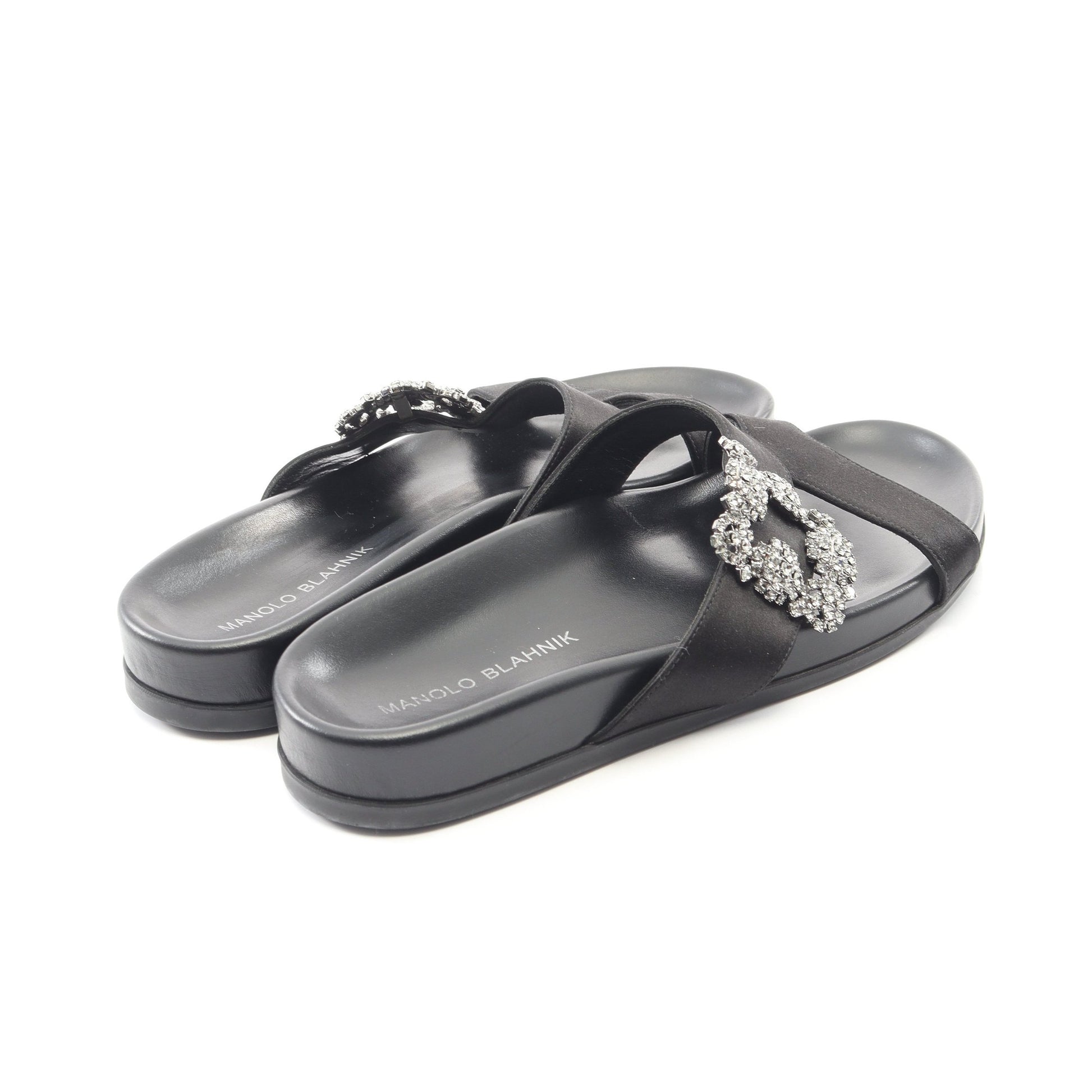 CHILANGHI ビジュー サンダル サテン ビジュー ブラック マノロブラニク シューズ MANOLO BLAHNIK