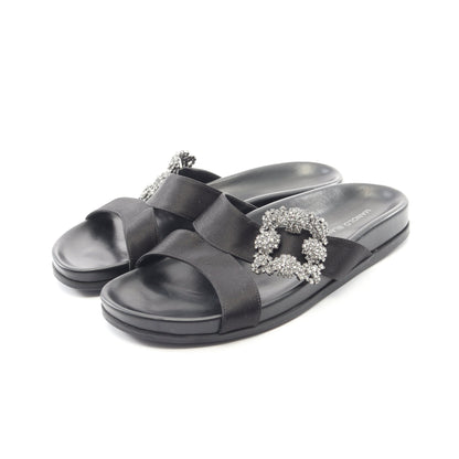 CHILANGHI ビジュー サンダル サテン ビジュー ブラック マノロブラニク シューズ MANOLO BLAHNIK
