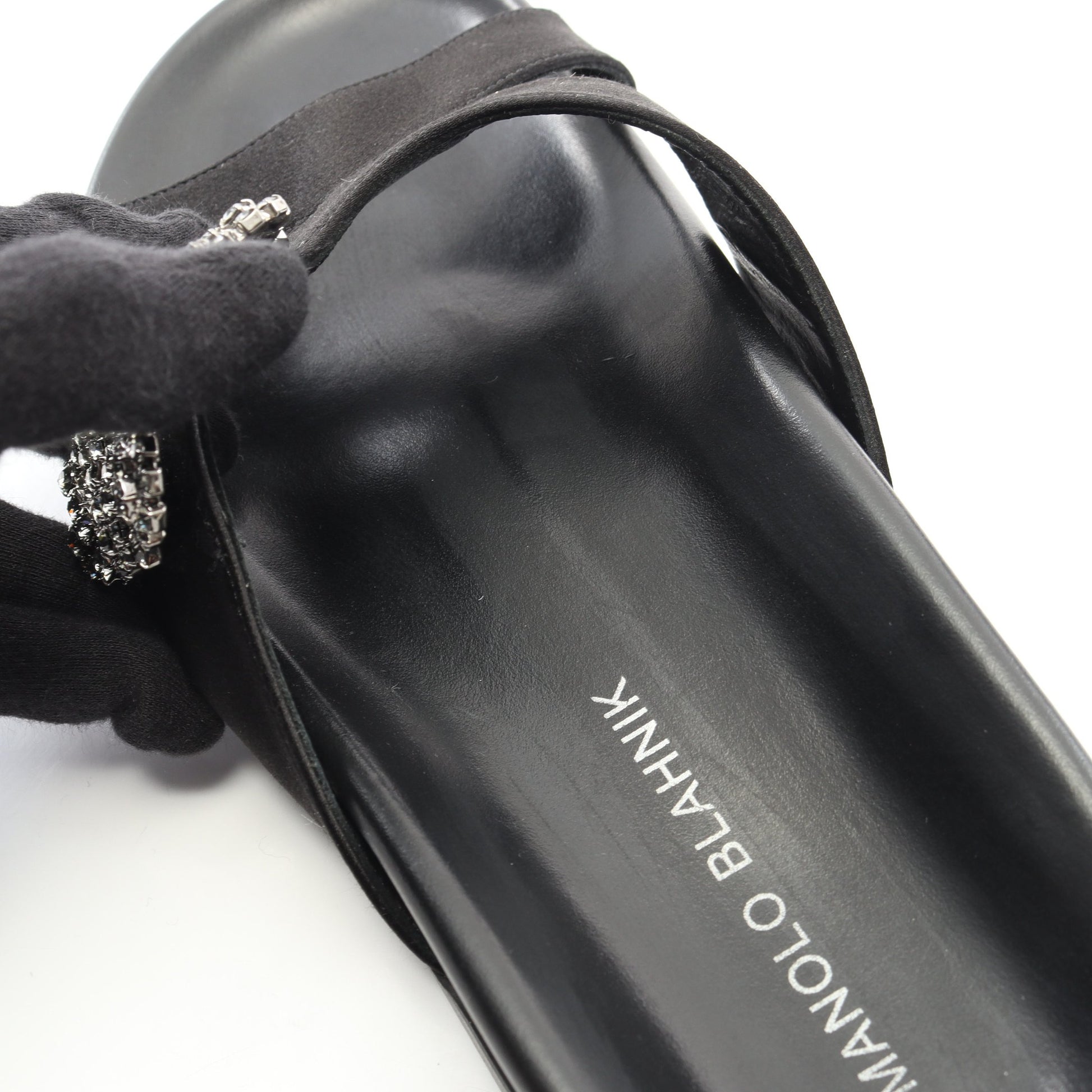 CHILANGHI ビジュー サンダル サテン ビジュー ブラック マノロブラニク シューズ MANOLO BLAHNIK