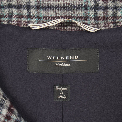 チェック柄 ノーカラージャケット ウール グレー ネイビー ライトブルー マックスマーラウィークエンド アウター Max Mara Weekend