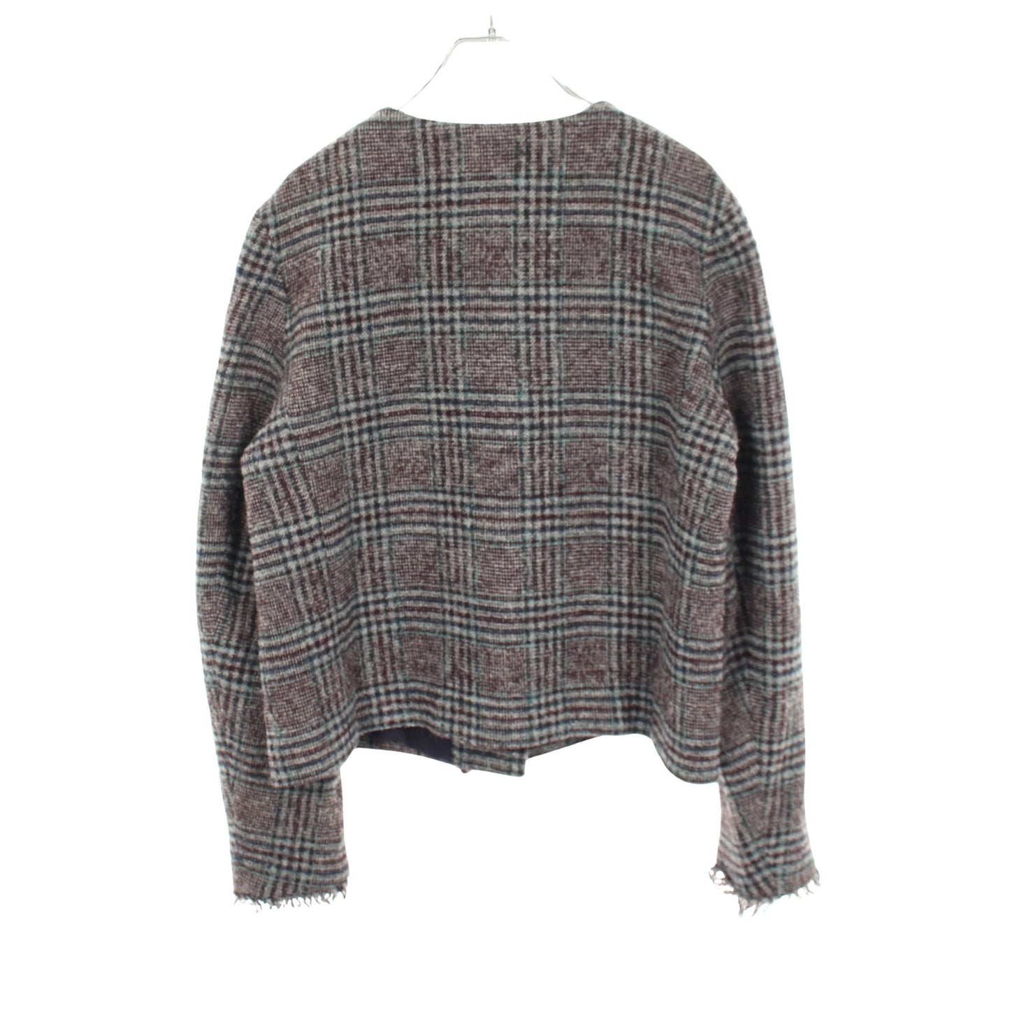 チェック柄 ノーカラージャケット ウール グレー ネイビー ライトブルー マックスマーラウィークエンド アウター Max Mara Weekend