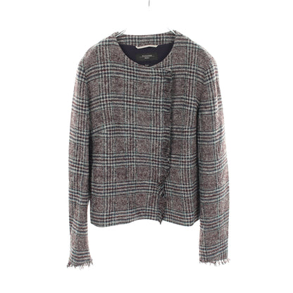 チェック柄 ノーカラージャケット ウール グレー ネイビー ライトブルー マックスマーラウィークエンド アウター Max Mara Weekend