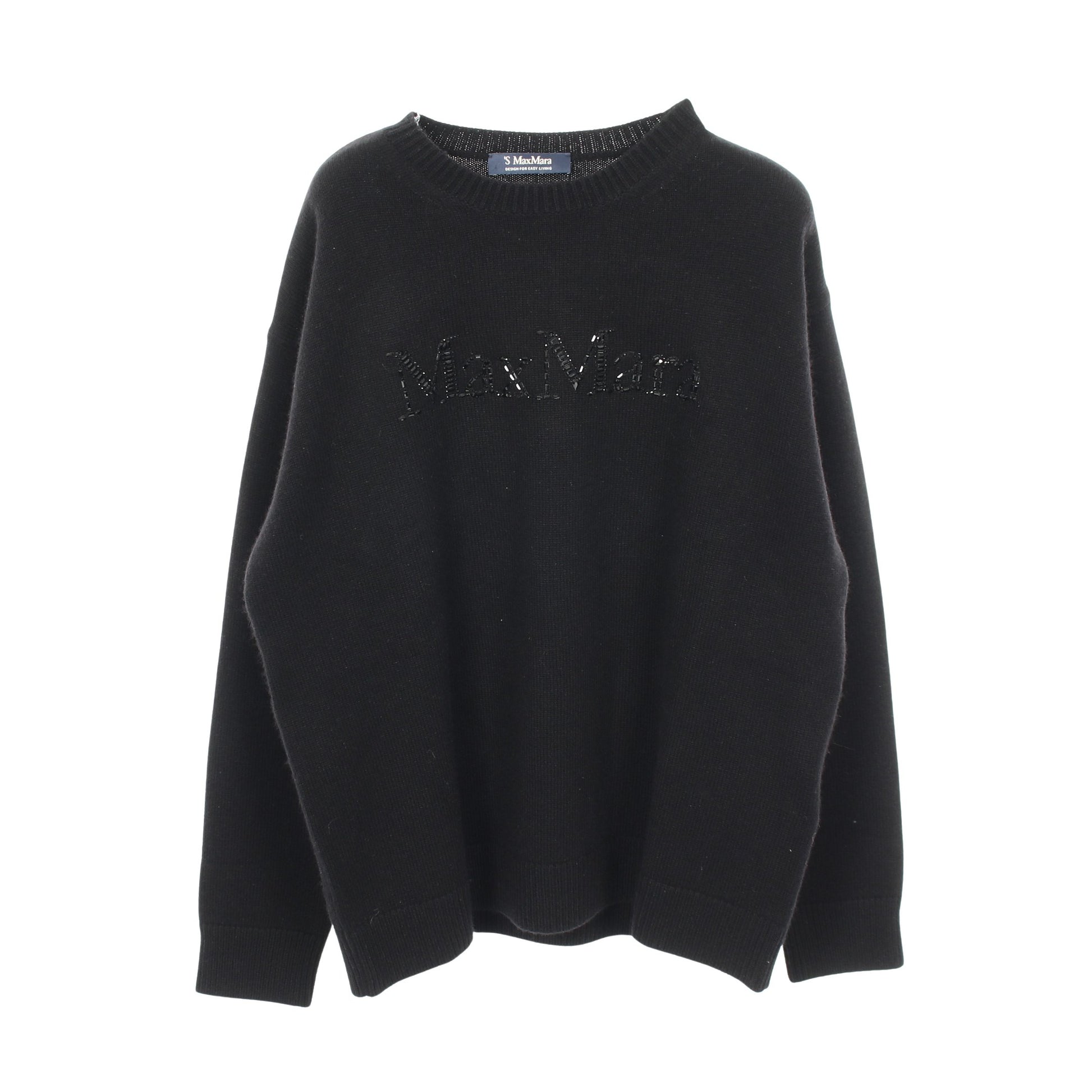 KASSEL クルーネック ロゴ ニット ウール カシミヤ ブラック エスマックスマーラ トップス S Max Mara