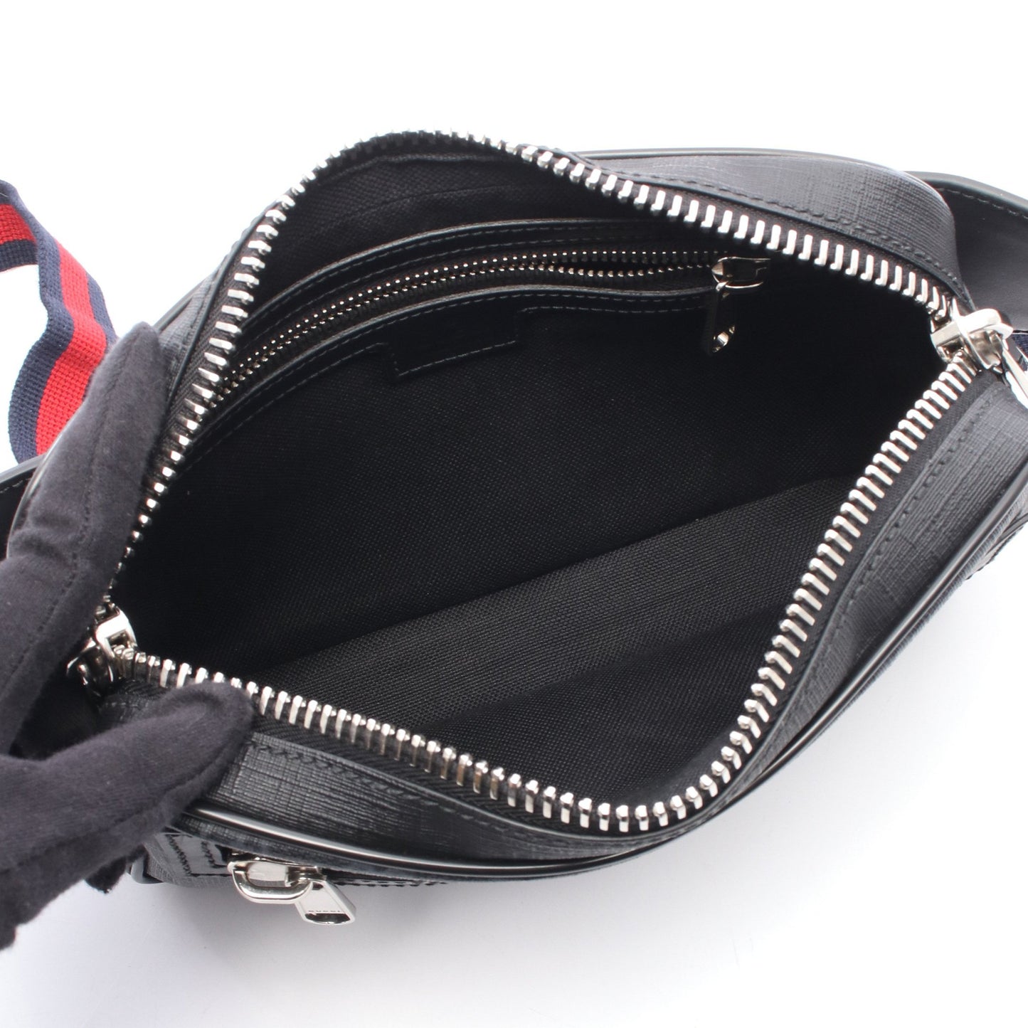 ソフト GGスプリーム シェリーライン ウエストバッグ ボディバッグ PVC レザー ブラック グッチ バッグ GUCCI