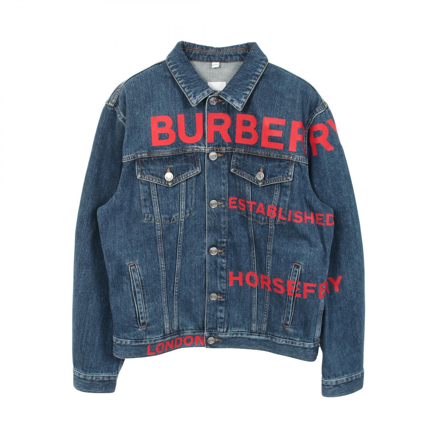 ホースフェリー デニムジャケット コットン ブルー レッド バーバリーロンドン アウター BURBERRY LONDON