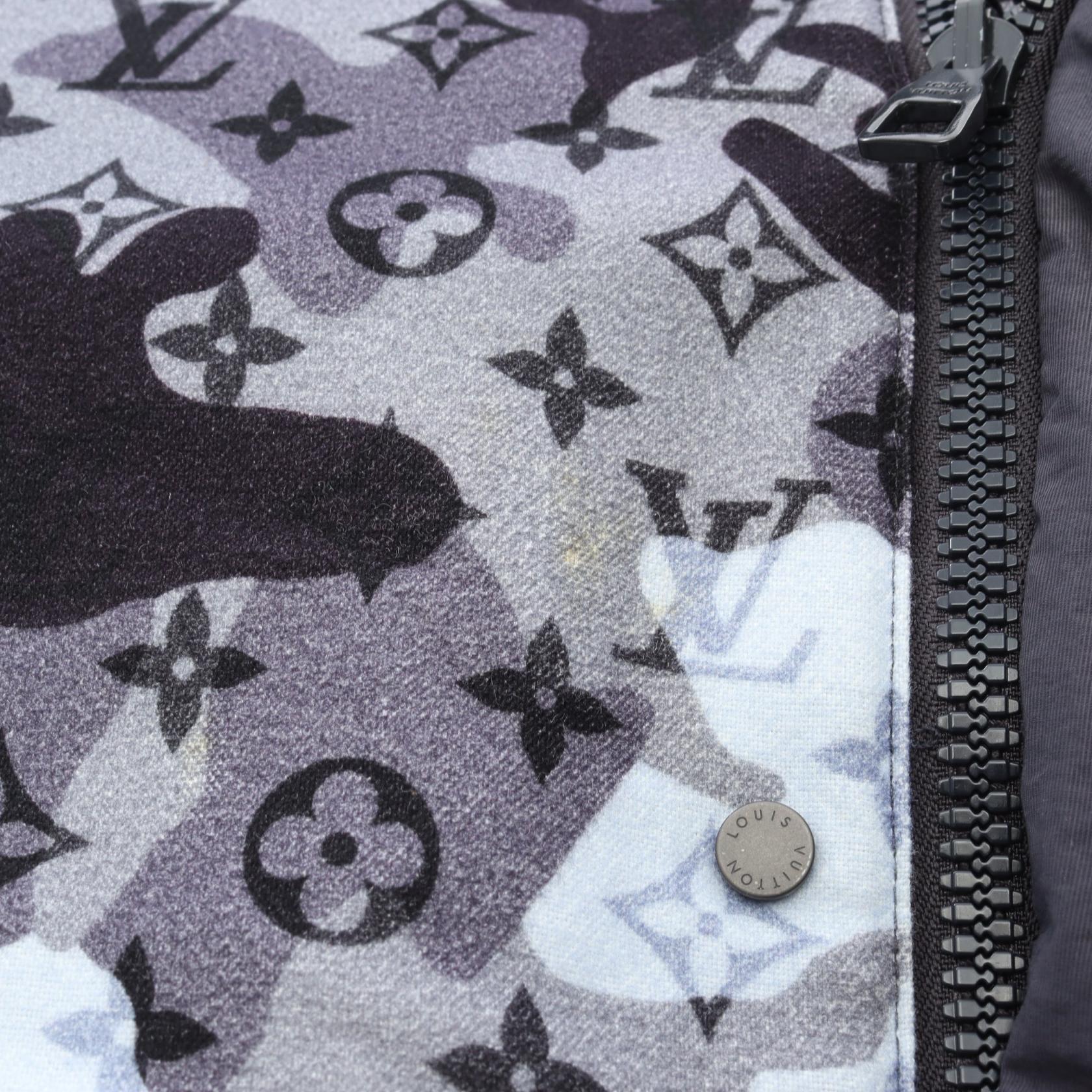 リバーシブル カモダブルフェイスコーチ 中綿 ジャケット コットン ナイロン グレー ブラック ルイヴィトン アウター LOUIS VUITTON