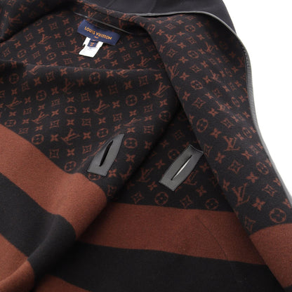 フーデッド ラップケープコート 裏地モノグラム フード付き ポンチョ ウール シルク ブラック ルイヴィトン アウター LOUIS VUITTON