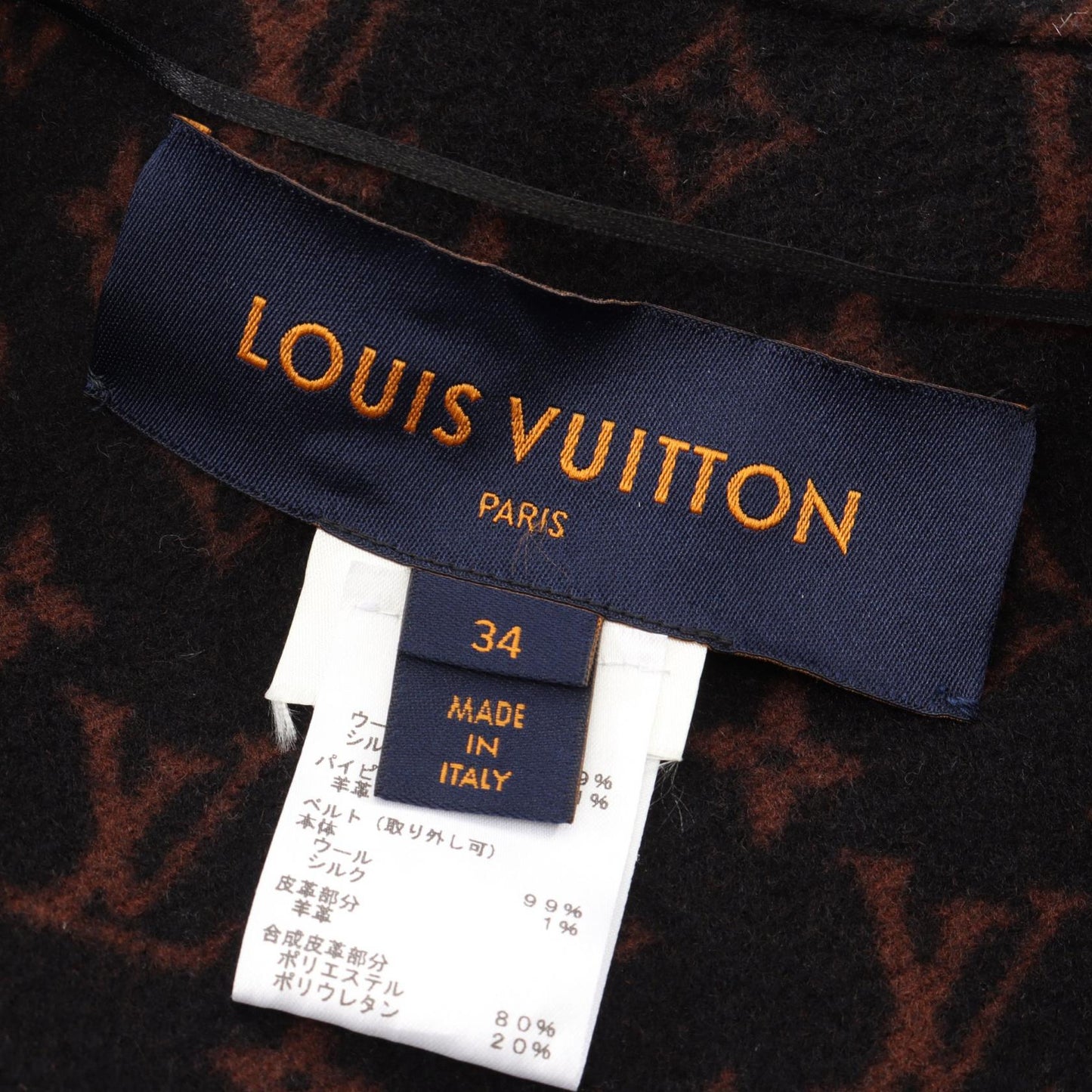 フーデッド ラップケープコート 裏地モノグラム フード付き ポンチョ ウール シルク ブラック ルイヴィトン アウター LOUIS VUITTON