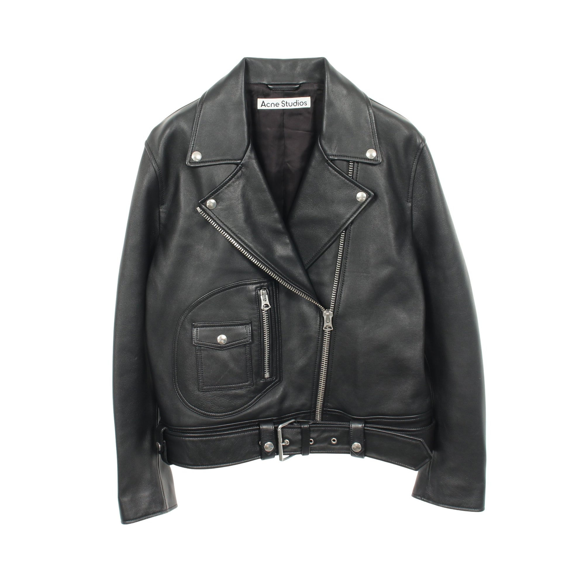 LEATHER BIKER JACKET ライダースジャケット ラムレザー ブラック アクネストゥディオズ アウター Acne Studios