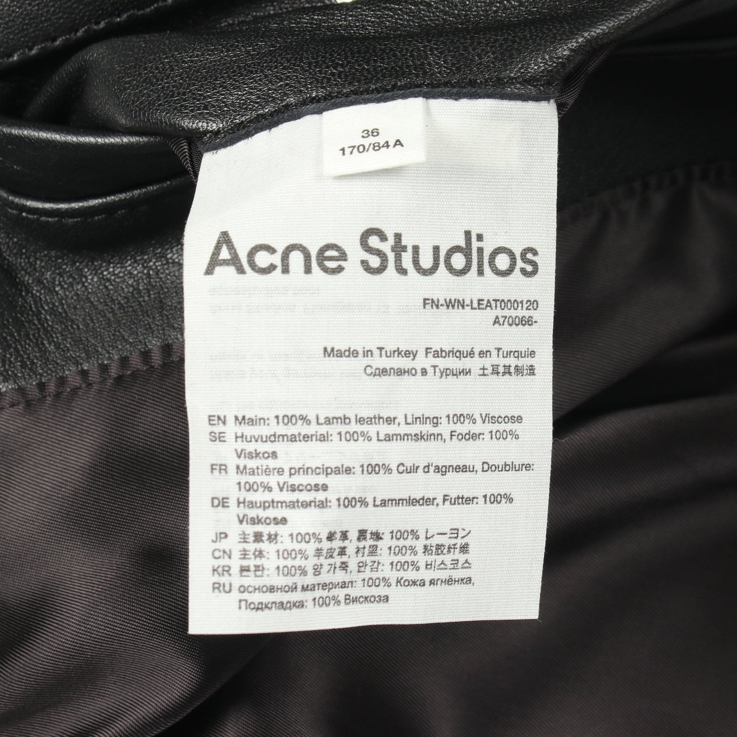 LEATHER BIKER JACKET ライダースジャケット ラムレザー ブラック アクネストゥディオズ アウター Acne Studios
